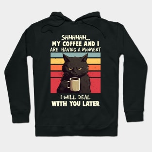 Shhhh... My Coffee And I Are Having a Moment, I Will Deal With You Later - Funny Cat Hoodie